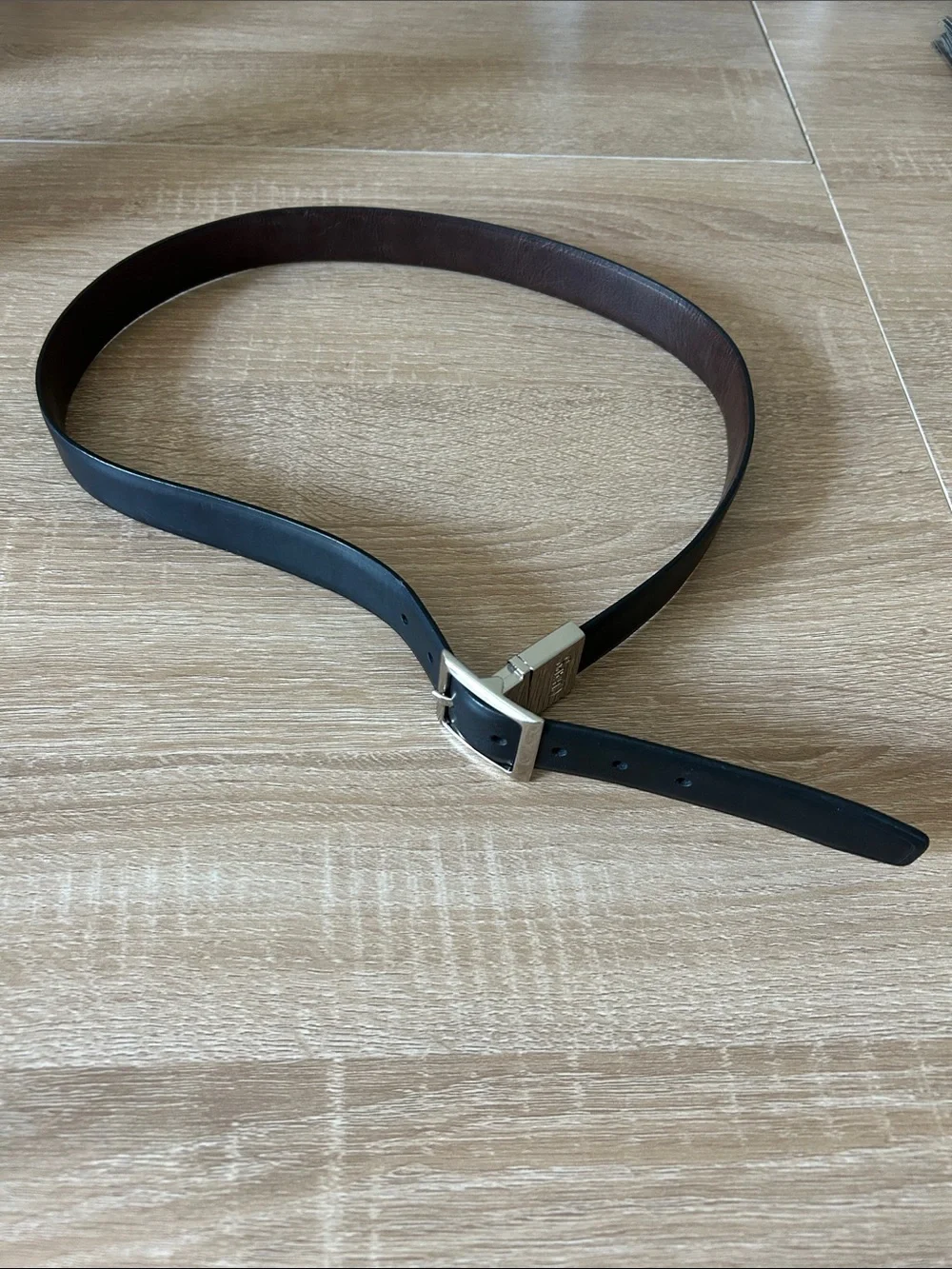 Champs Reversible Black and Brown Leather Belt with Silver Buckle